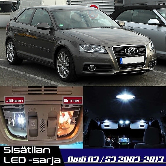 Audi A3/S3 (8P) Sisätilan LED -muutossarja – 26 kpl – Plug & Play