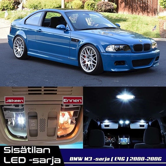 BMW M3 (E46) Sisätilan LED -muutossarja – 16 kpl – Plug & Play