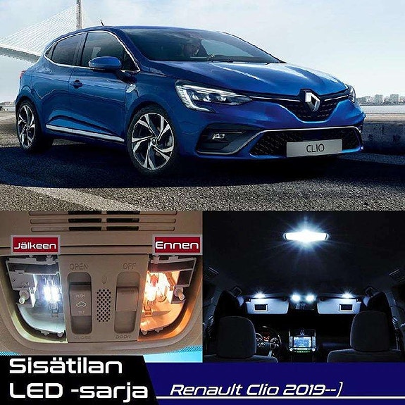 Renault Clio V Sisätilan LED -muutossarja – 8 kpl – Plug & Play