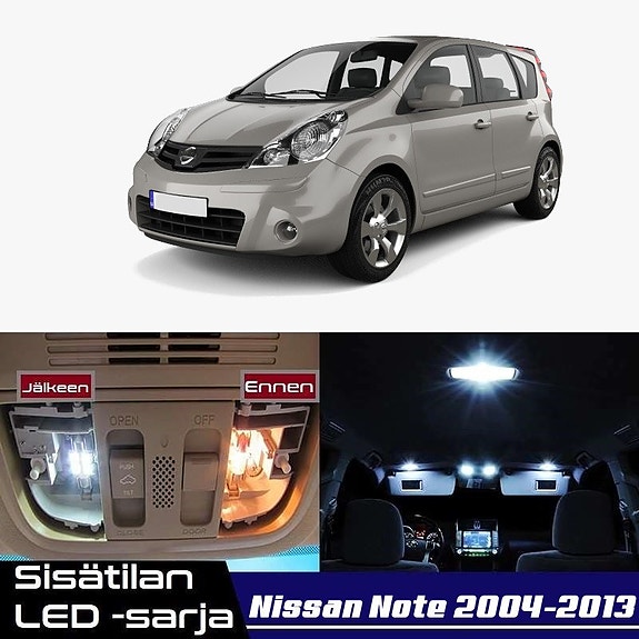 Nissan Note (E11) Sisätilan LED -muutossarja – 9 kpl – Plug & Play