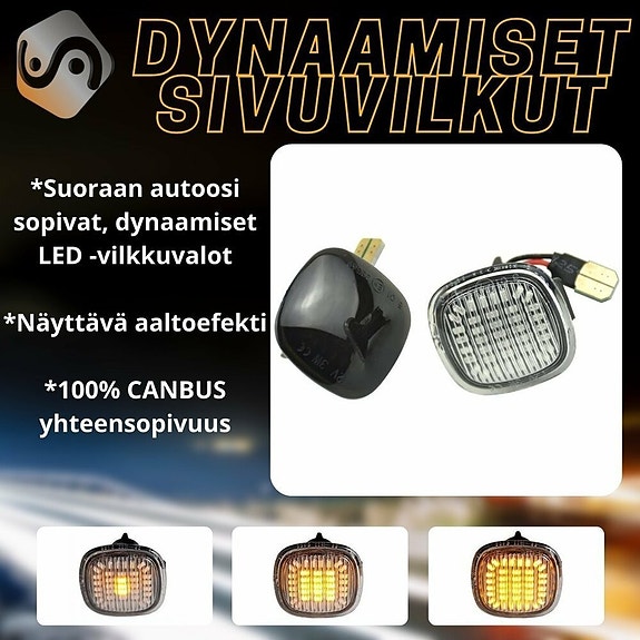 Audi A3/A4/A8 LED aaltoefekti sivuvilkut ; Tumma/Kirkas kotelo (2kpl sarja)