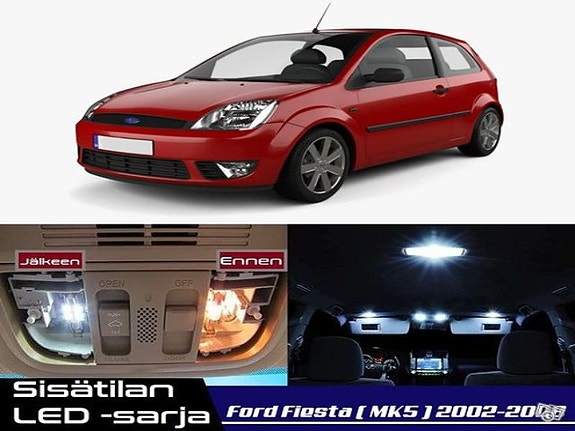Ford Fiesta (MK5) Sisätilan LED -muutossarja – 7 kpl – Plug & Play