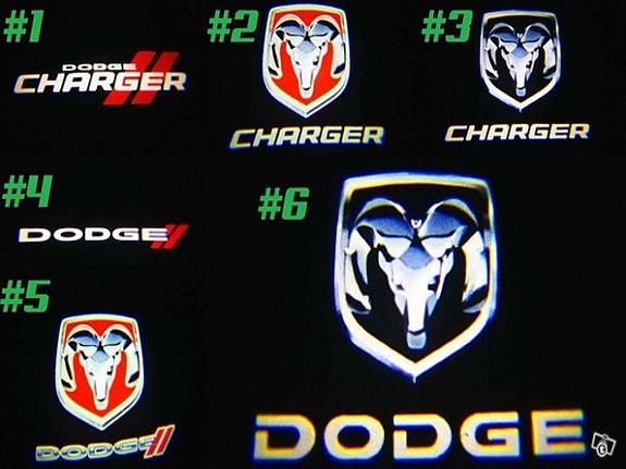 Dodge Avenger/Charger/Magnum logolliset ovivalot — logo maahan (2kpl)