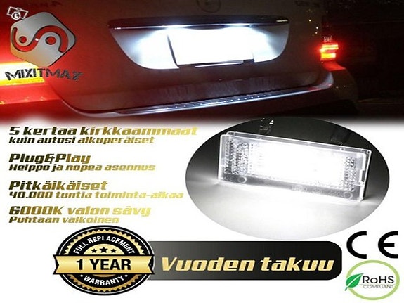 BMW E46 SEDAN / WAGON LED rekisterikilven valot 6000K IP67 (2kpl)