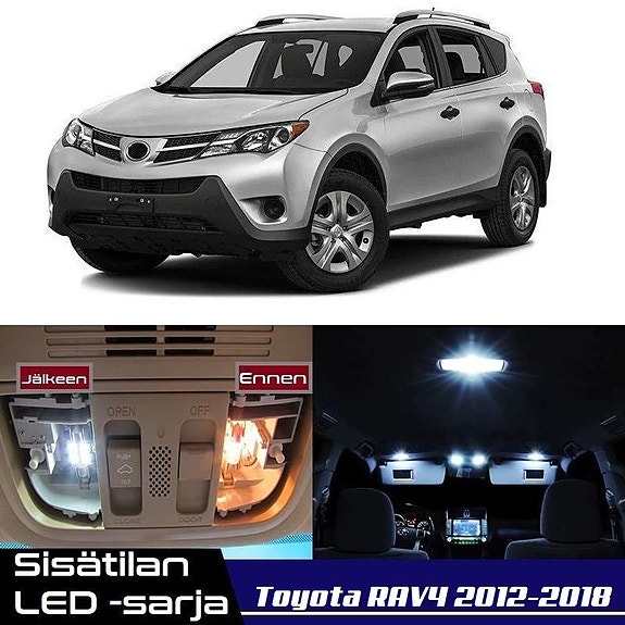Toyota RAV4 (XA40) Sisätilan LED -muutossarja – 8 kpl – Plug & Play