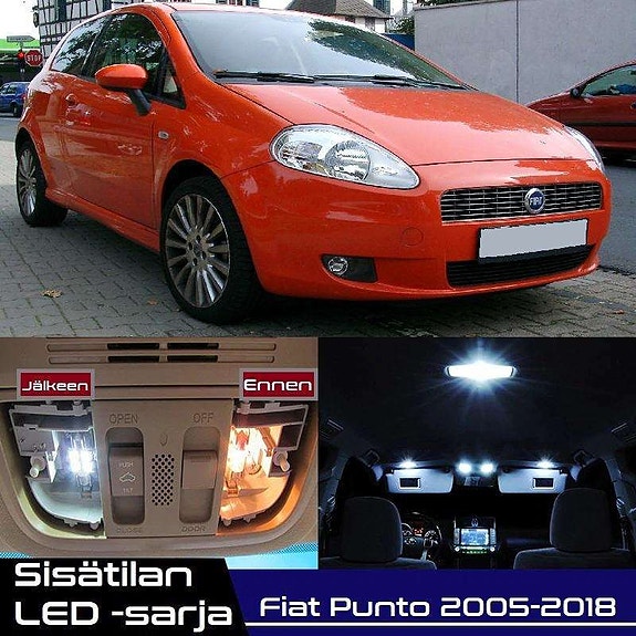 Fiat Punto (199) Sisätilan LED -muutossarja – 13 kpl – Plug & Play