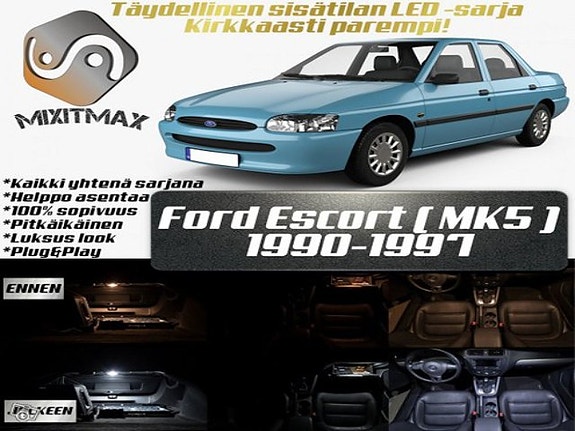 Ford Escort (MK5) Sisätilan LED -muutossarja – 8 kpl – Plug & Play