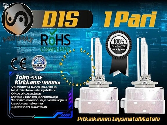D1S HID Kaasupurkauspolttimot (2kpl sarja) 55W - 4800lm TEHO