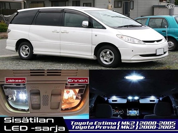 Toyota Estima / Previa (MK2) Sisätilan LED -muutossarja – 13 kpl – Plug & Play