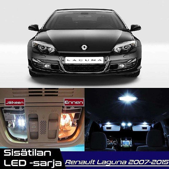 Renault Laguna III Sisätilan LED -muutossarja – 16 kpl – Plug & Play