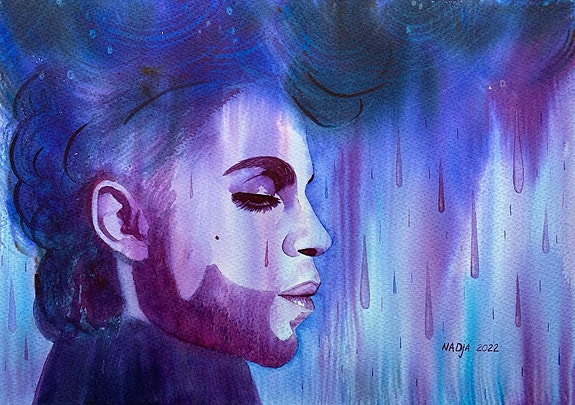 Akvarellimaalaus - Prince - Purple rain