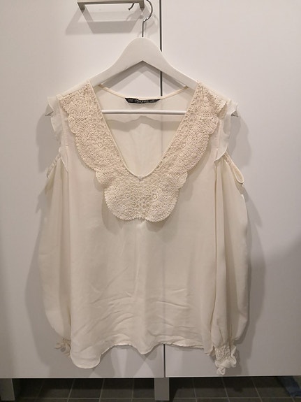 Zara valkoinen pitsipaita XS
