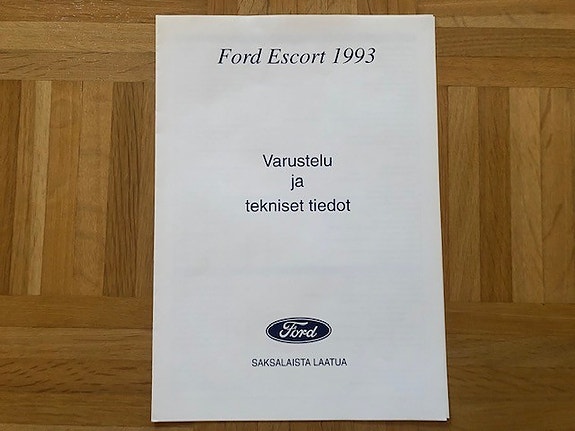 Esite Ford Escort mk5 1993 varusteet ja tekniset tiedot