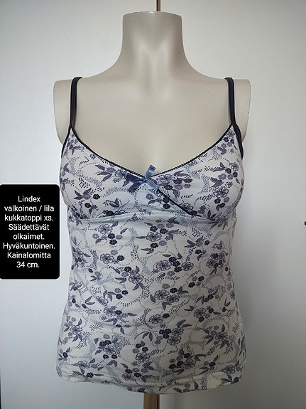 Lindex valkoinen toppi kukilla xs
