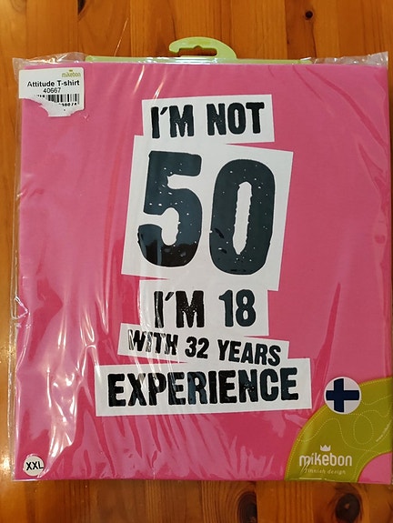 Hauska t-paita 50 vuotiaalle