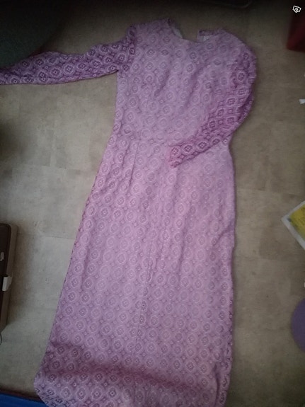 XS 34 kokoa pitsimekko pinkki mekko pitkä hame