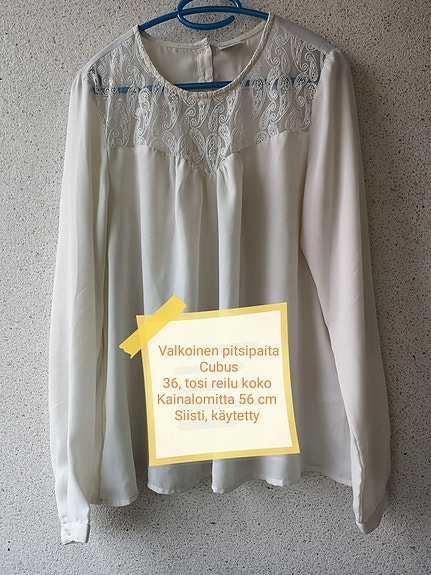 Cubus valkoinen pitsipaita S