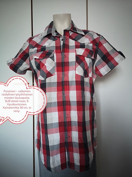 Sub street wear punainen ruudullinen kauluspaita S