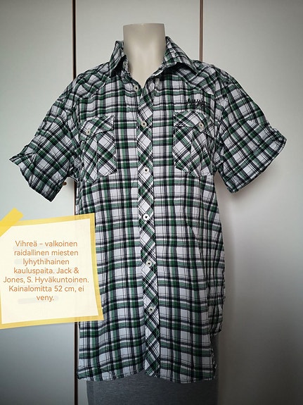 Jack & Jones vihreä ruudullinen kauluspaita S