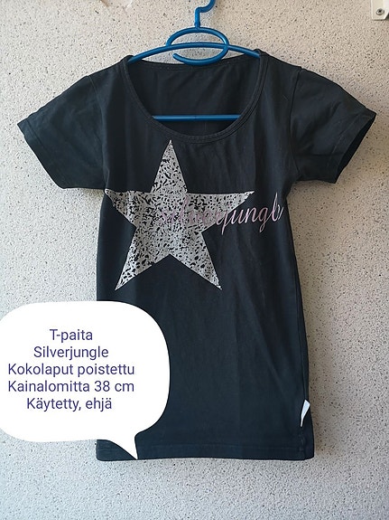 Silverjungle musta tähti t-paita xs