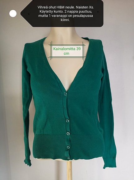 H&M vihreä neuletakki xs