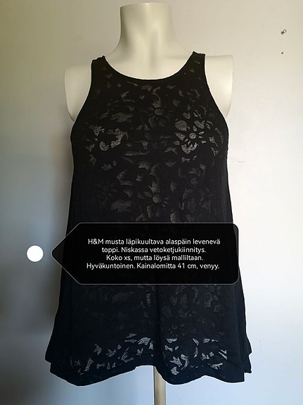 H&M musta löysä läpikuultava toppi xs