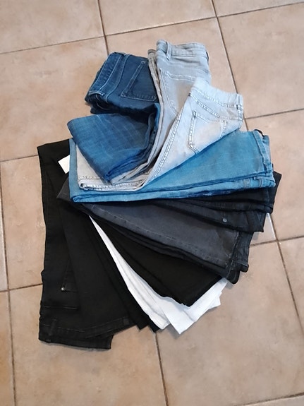 Hyväkuntoiset farkut, koko 158, 34, xs--Tee oma paketti