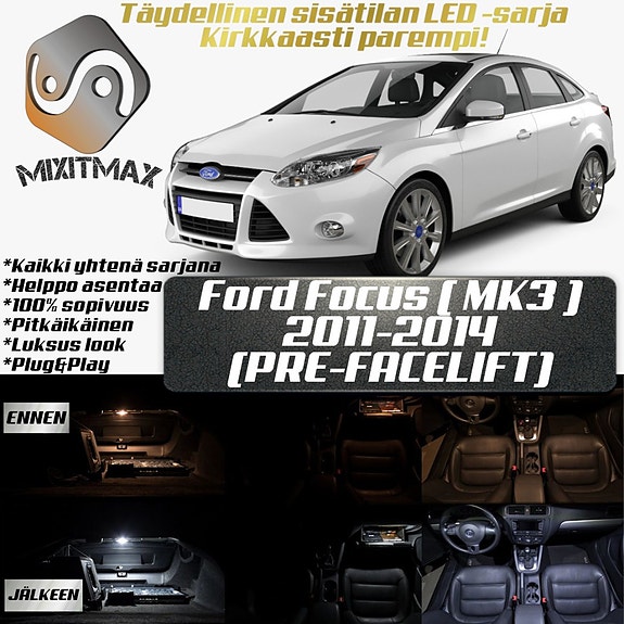 Ford Focus (Mk3) Sisätilan LED -muutossarja – 10 kpl – Plug & Play