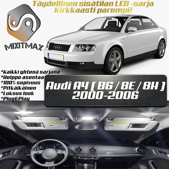 Audi A4 (B6) Sisätilan LED -muutossarja – 25 kpl – Plug & Play