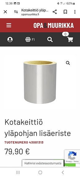 Kotakeittiön yläpohjan lisäeriste.