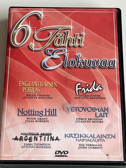 6 tähti Elokuvaa Englantilainen potilas, Frida Notting Hill.