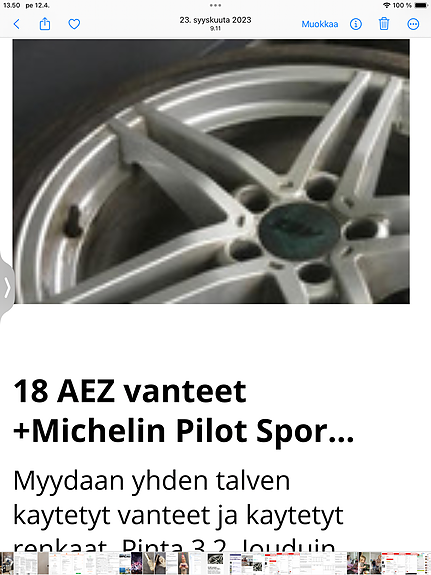 Yhden talven käytetyt vanteet ja ( käytetyt kesärenkaat)