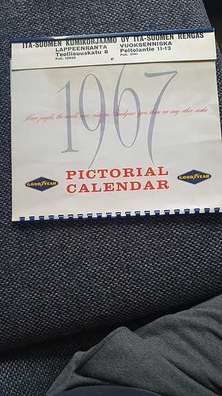 Vintage 1967 Goodyear seinäkalenteri Itä-Suomen Rengas