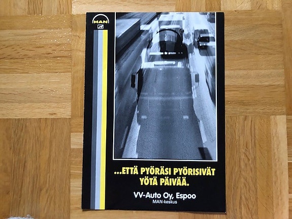 Esite MAN kuorma-auto noin vuodelta 1990