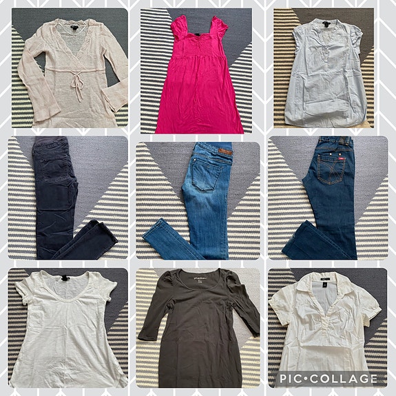 Äitiysvaatteita koko XS-S (3-10€/kpl)