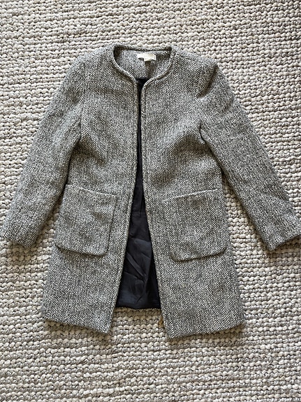 Harmaa-valkoinen 36 H&M siisti villakangastakki