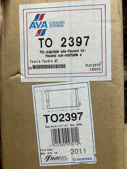 Toyota Auris E15/E18/Corolla/Avensis T27 1.6-2.0 Jäähdytin