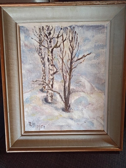 Vanha iso taulu, 1953 v. öljymaalaus kangas, n. 52 x 62 cm