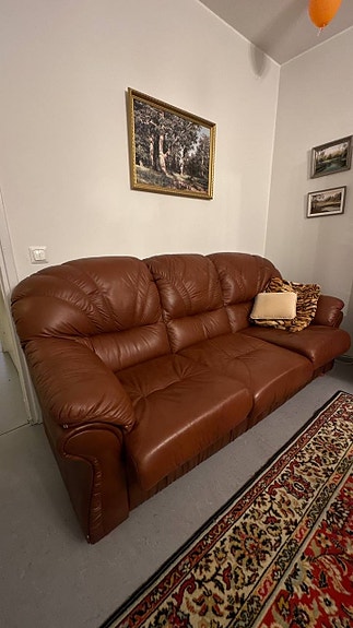 Nahka ruskea vuodesohva