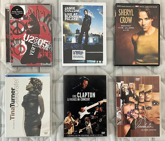 Musiikkia DVD, U2 Tina Turner Eric Clapton Anastacia Sheryl Crow
