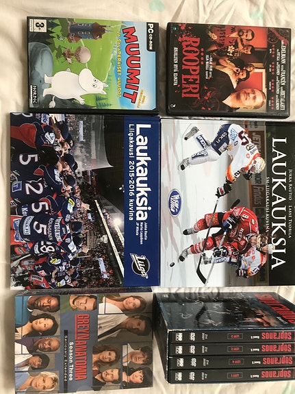 Jääkiekkokirjoja, Muumi DVD ja Sopranos-sarjaa