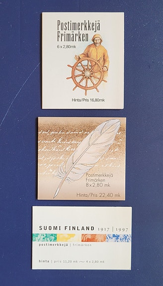 Suomi postimerkit 1997:Purjelaivoja, Suomi 80 vuotta, Kirja 1900-luvulla -vihkot