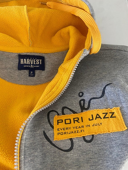 PORI JAZZ paksu huppari harmaa/keltainen