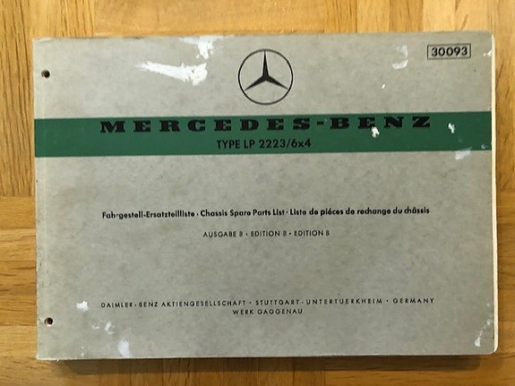 Varaosaluettelo Mercedes kuorma-auto LP 2223 361 vuodelta 1969 LP2223