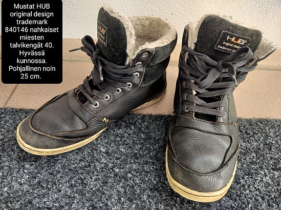 HUB mustat korkeavartiset talvikengät 40