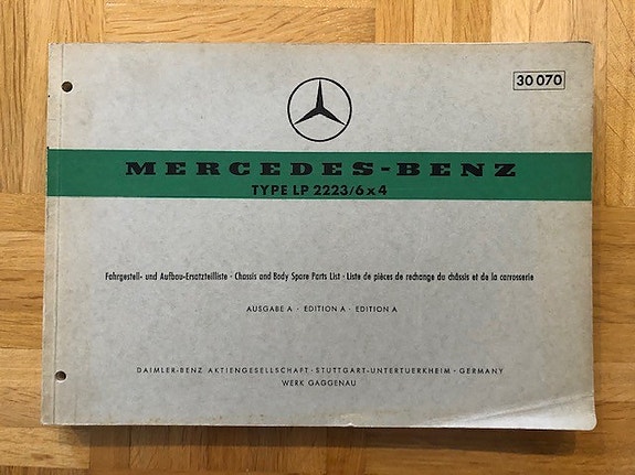 Varaosaluettelo Mercedes kuorma-auto LP 2223 361 vuodelta 1967 LP2223