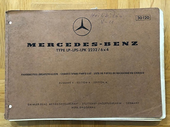 Varaosaluettelo Mercedes kuorma-auto 363 LP LPS LPK 2232 vuodelta 1971 LP2232