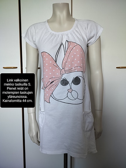 Link valkoinen mekko taskuilla S