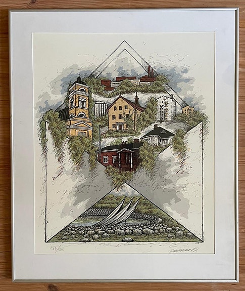 Grafiikan lehti Raimo Kanerva "Kirje Nokialta"