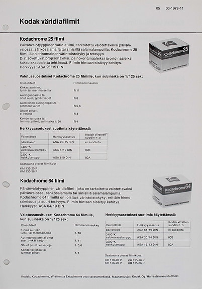Kodak värifilmit